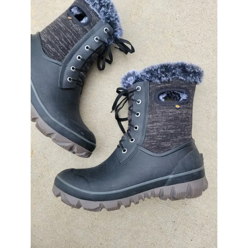 Bogs Arcata Knit Women's Waterproof Snow Boots Black Size 10